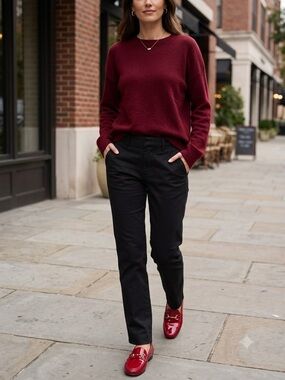 Frank & Eileen Black Trousers with Gold Zipper